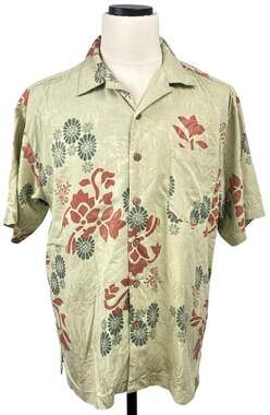 Vintage 90s Paradise Blue Men’s XL Silk Floral Hawaiian Camp Shirt